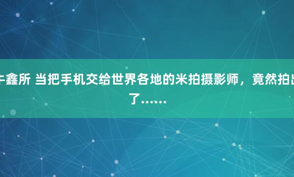 牛鑫所 当把手机交给世界各地的米拍摄影师,竟然拍出了......